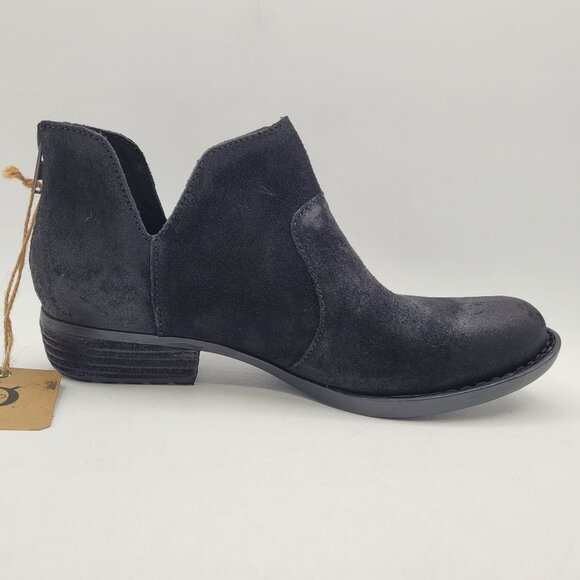 Born Kerri Ankle Boots Women's Size 7.5 Black Distressed Suede Leather Back Zip - Picture 5 of 13